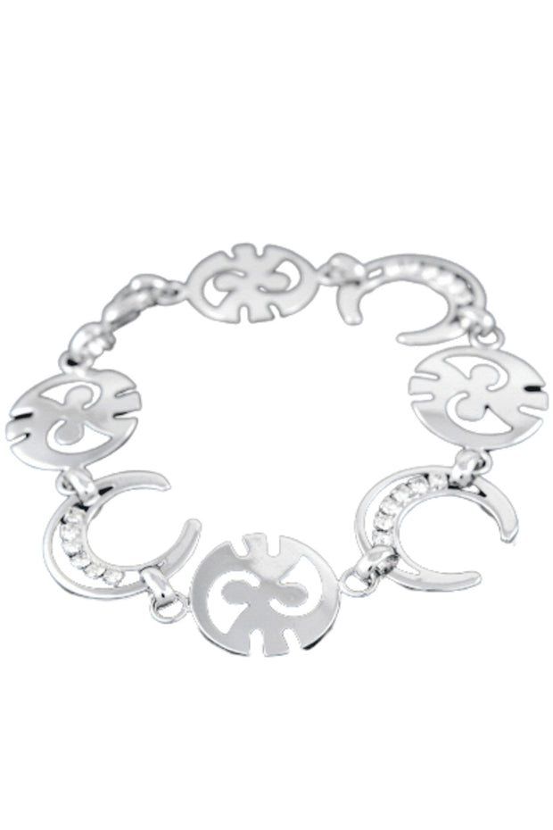 Crystal crescent link metal bracelet-0