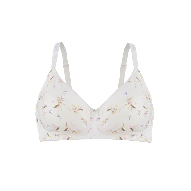 Ditsy Floral - Silk & Organic Cotton Smooth T-Shirt Wireless Bra-2