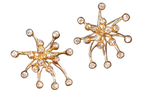 Fireworks Earrings-Large-18K Gold with Diamonds-14