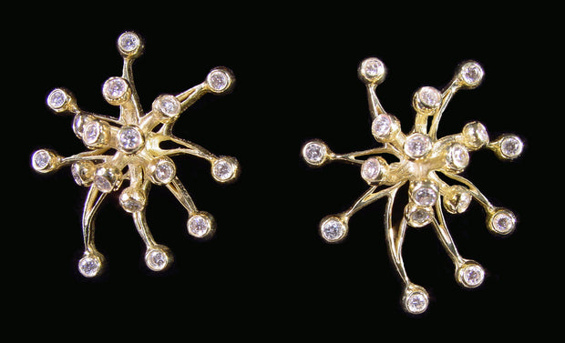 Fireworks Earrings-Large-18K Gold with Diamonds-6