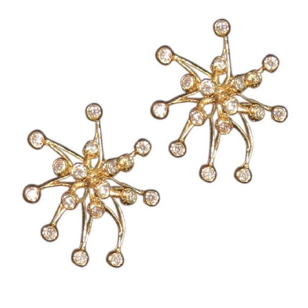 Fireworks Earrings-Large-18K Gold with Diamonds-7