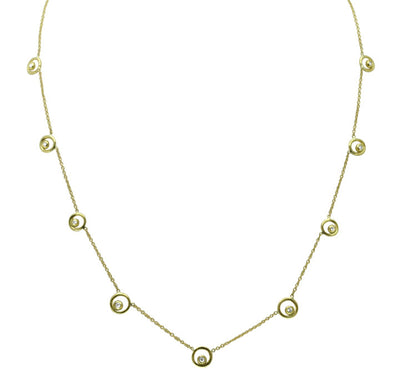 Karma Chain- 18K Gold with Ripples of Diamonds: Station Necklace-0