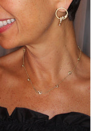 Karma Chain- 18K Gold with Ripples of Diamonds: Station Necklace-5