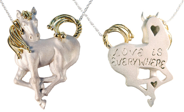 Equestrian: Love is Everywhere Heart Shaped Horse Necklace- Sterling Silver & Diamonds-6