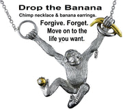 Drop the Banana-Banana Bunch Earrings, Chimp Collection- Silver & 18K plate-5