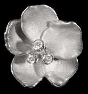 Metal Petals- Pansy Pearl Enhancer- Sterling Silver & Diamonds-3