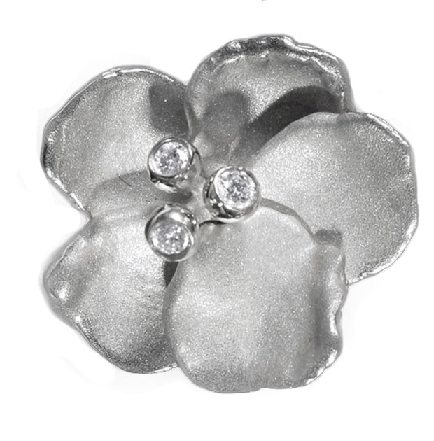 Metal Petals- Pansy Pearl Enhancer- Sterling Silver & Diamonds-7