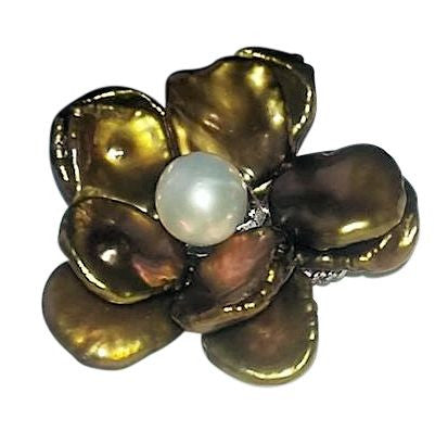 Fabulously Fun Petal Pearl Flower Pin/ Pendant Necklace: Chinese Freshwater Pearls, Sterling Silver-5