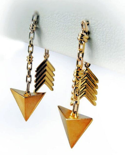 Custom Design: Illusion Piercing Arrow Earring -14K gold-0