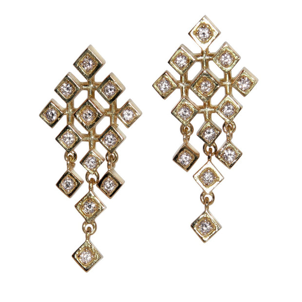 Pyramid Diamond Squares-Earrings-18K Gold-0