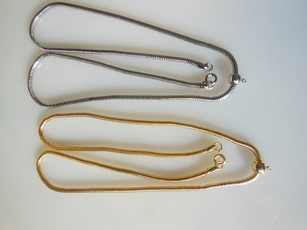 Snake Chains with sliding pendant holder- gold plate-6