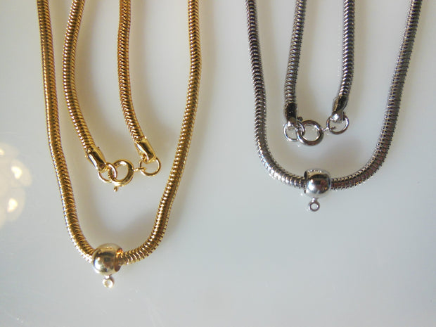 Snake Chains with sliding pendant holder- gold plate-5