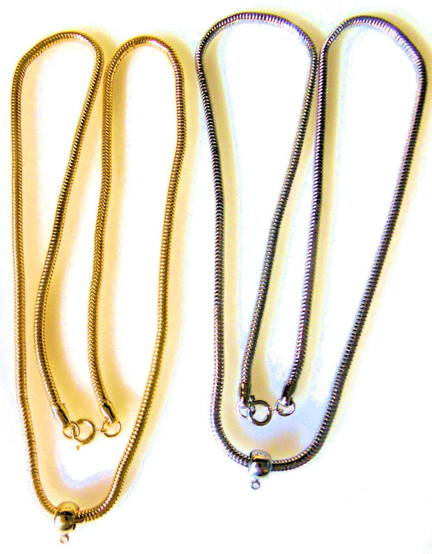 Snake Chains with sliding pendant holder- gold plate-0