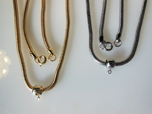 Snake Chains with sliding pendant holder- gold plate-10