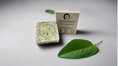 Organic Certified Solid Soap - Sandalwood with Shredded Comfrey Leaves 90g-0