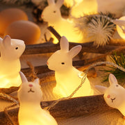 White Bunny Rabbit Battery Operated LED Indoor String Lights