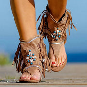 Women's Bohemian Fringed Toe Flat Sandals