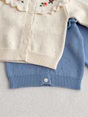 New Autumn And Winter Infant Baby Girls Embroidery Jacquard Long-Sleeved Cardigan-4