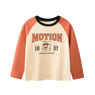 Baby Boy Kids Teddy Bear Cartoon Letters Printing Crew Neck Long Sleeve Pullover-0