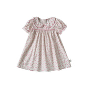 Summer Baby Kids Girls Short Sleeves Pink Floral Dress-1