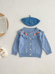 New Autumn And Winter Infant Baby Girls Embroidery Jacquard Long-Sleeved Cardigan-2