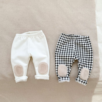 Baby Boy And Girl Two Kinds High Waist Thickened Long Pants In Winter-0