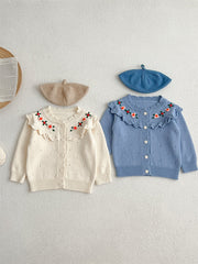 New Autumn And Winter Infant Baby Girls Embroidery Jacquard Long-Sleeved Cardigan-0