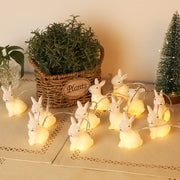 White Bunny Rabbit Battery Operated LED Indoor String Lights